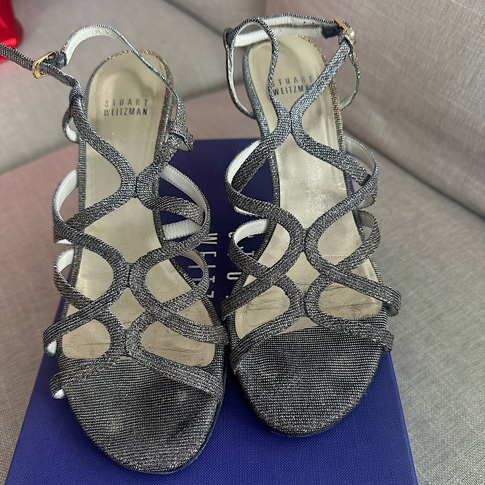 Stuart Weitzman Turningup Pyrite Nocturn Strappy Sandals Size 7.5